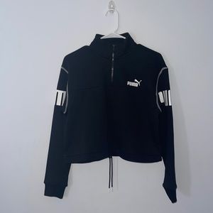BLACK HALF ZIP PUMA CROP SWEATER